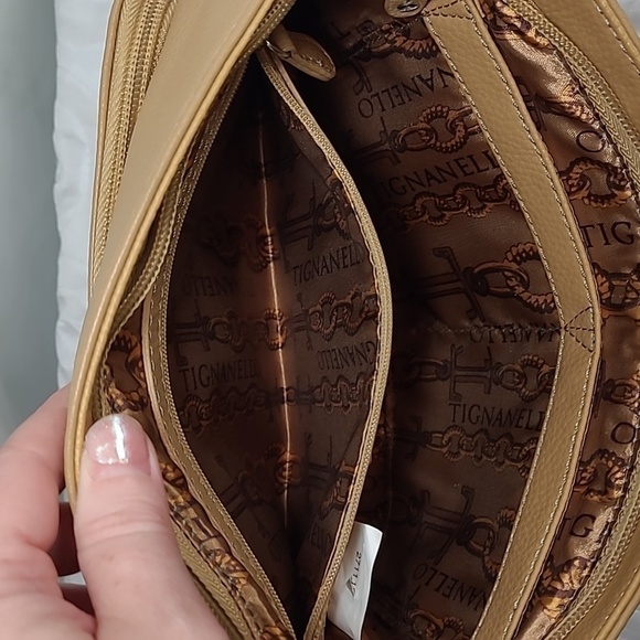 TIGNANELLO Tan Genuine Leather Shoulder Bag Elevated Basic Purse Elevated Basic - Picture 10 of 11